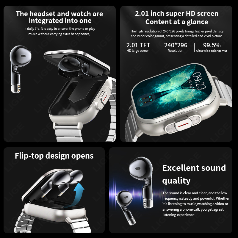 LIGE TWS 2 w 1 Smartwatch z Sł – Smartwatch Headset recenzja i cena